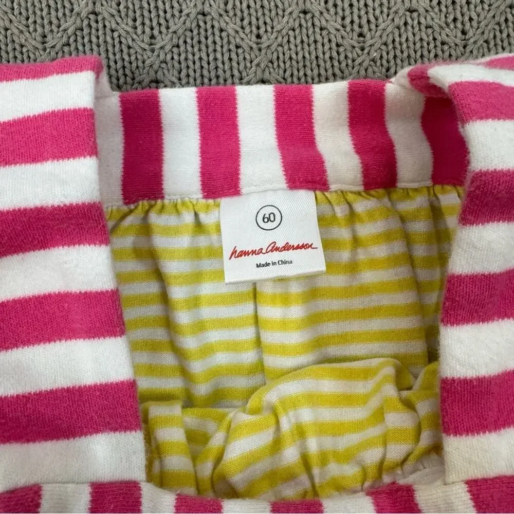 Hanna Andersson Sunny Dress Sunshower ~ Pink and Yellow Striped Dress ~ 3/6M
